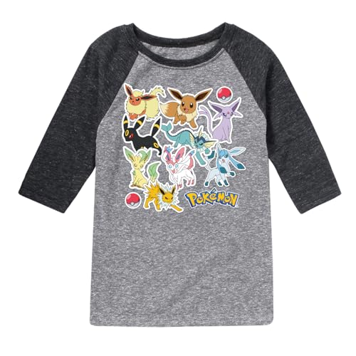 HYBRID APPAREL - Pokémon - Eeveelution Stickers - Toddler & Youth Crewneck Fleece Sweatshirt