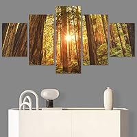 SIGNWIN 5 Panel Canvas Wall Art Setting in The Tree for Home Decorations Ready to Hang - 60