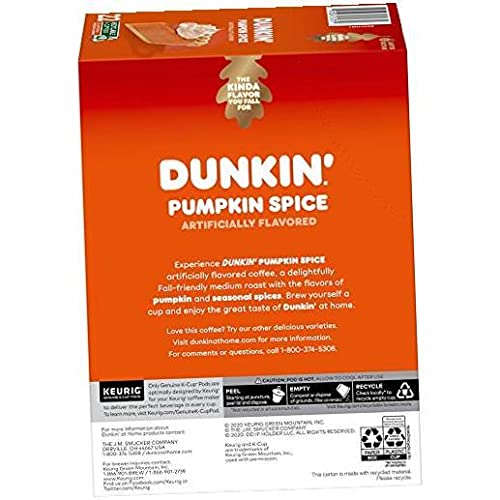 Dunkin' Donuts Coffee, Pumpkin Spice Flavored Coffee, K Cup Pods for Keurig Coffee Makers, 88 Count