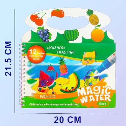 KRySt 15 Page Water Magic Drawing Book with Reusable Water Pen | Refillable Doodle and Paint Activity Book for Kids | Fruits Theme (Big Size) - Image 4