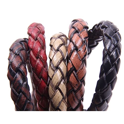 Cordón de cuero legítimo trenzado de 4mm para fabricación de joyas de alta resistencia 5