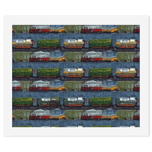 Pintura por números para adultos principiantes con diseño de tren y coches DIY