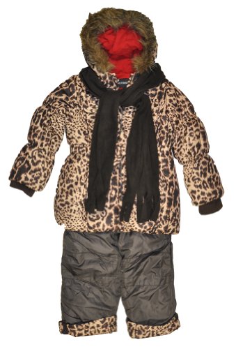 Image of Rothschild Girls Perfect Animal Print Snowsuit with Scarf