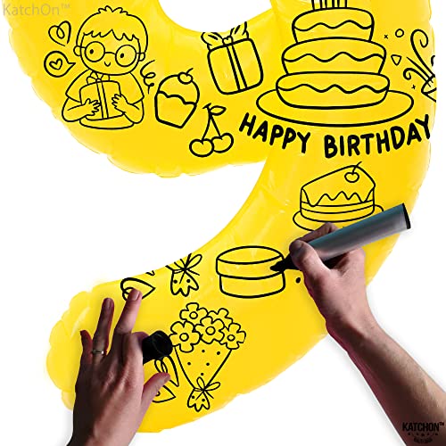 Image of KatchOn Yellow 9 Number Balloon 40 Inch