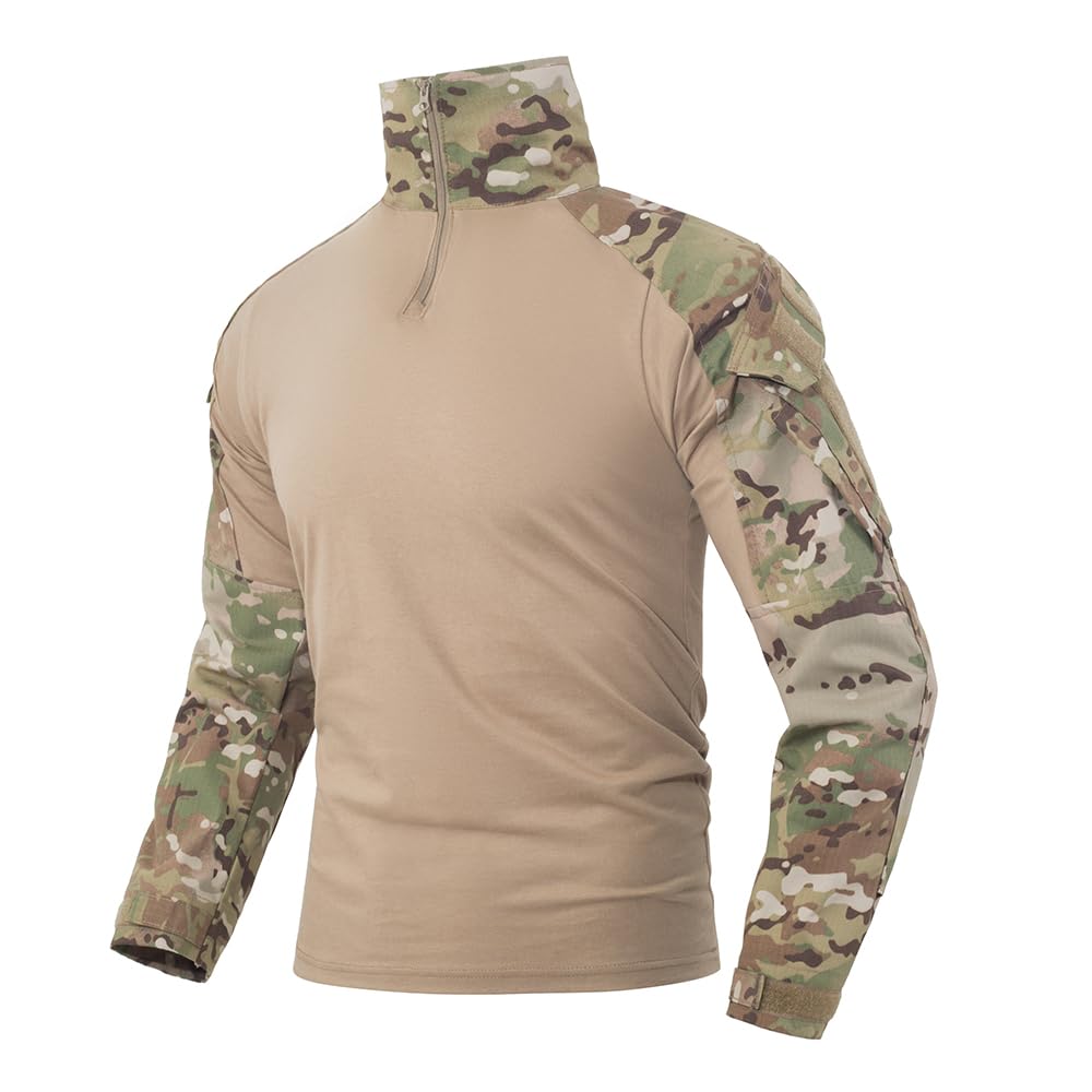 SINAIRSOFTG3 Tactical Shirt with Knee Pads,Airsoft Paintball Hunting Outdoor T-Shirt,Combat Army Long Sleeve BDU Shirt Top