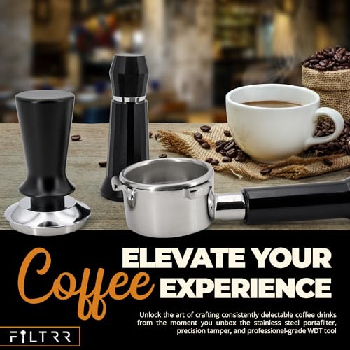 FILTRR 54mm Portafilter Espresso Kit Set - Fits Breville Bambino, Express, Touch Stainless Steel & Aluminum Alloy WDT Tool & Precision Tamper with Spring - Combo Accessories for Coffee Tamping Station