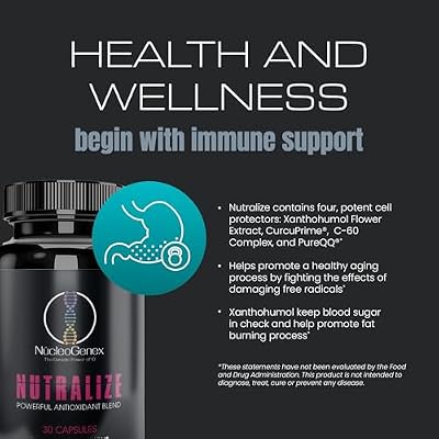 Nutralize - The Key to Supporting a Healthy Aging Process and Immune System - Potent Blend for Powerful Cell Protection - Xanthohumol, CurcuPrime, C-60 Complex, PureQQ - 30 Capsules