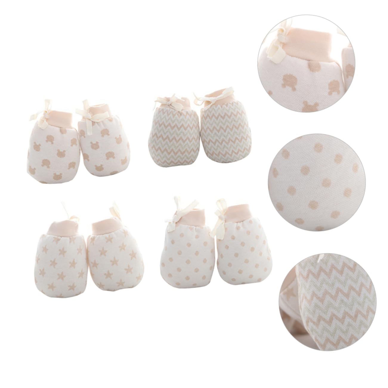 Homoyoyo Infant Winter Mittens 4 Pairs Non-scratch -scratch Gloves Warm and Comfortable Cotton Mittens