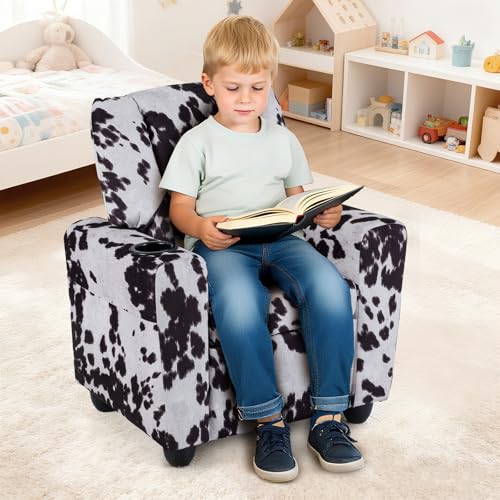 Image of Costzon Kids Recliner Chair with Cup Holder, Toddler Adjustable Lounge Chair w /Footrest for Boys Girls Room, Ergonomic Baby Child Furniture Sofa for Age 3+ Gifts, Kids Mini Recliner up to 150 lbs