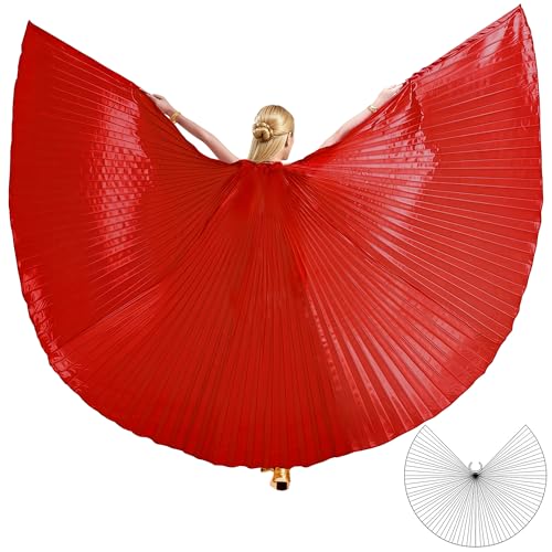 MUNAFIE Butterfly Isis Wings Belly Dance Costume Worship Angel Fairy Wings for Carnival Stage Halloween Party Celebration Performance Red