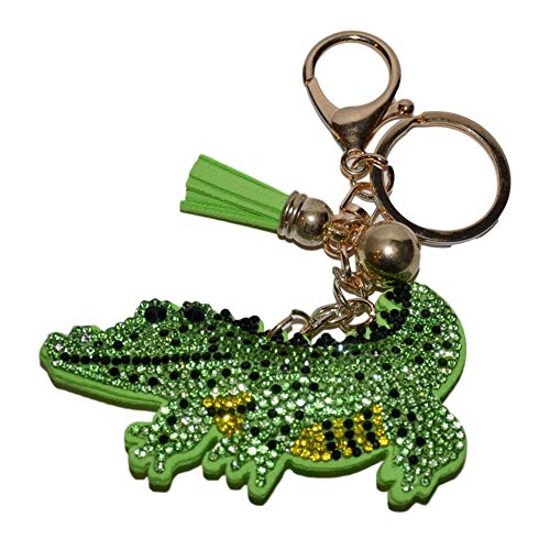 Popfizzy Bling Alligator Keychain for Women, Rhinestone Green Alligator Backpack Keychain for Girls, Cute Alligator Gifts