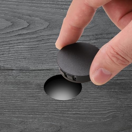 Image of MECCANIXITY 100PCS 6mm(1 /4 inch) Black Plastic Hole Plugs, Flush Type Panel Hole Plugs Insert End Caps for Locking Hole Tubes Furniture Cabinet