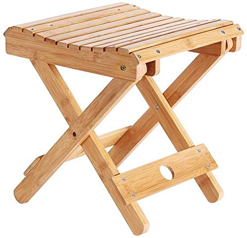 SCLL Solid Wood Mazar Outdoor Fishing Chair Small Bench Folding  Stool Portable Home (Color, Bamboo Color, Size, 28 * 28.5 * 31cm),Bamboo Color,28 * 28.5 * 31cm