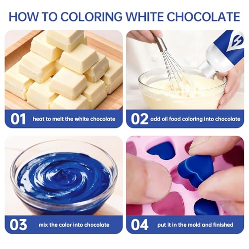 Image of Royal Blue Oil Based Food Coloring for Chocolate - Herbeklab 100ml Professional Concentrated Oil Food Dye for Candy Melts, Chocolate, Cake Pops, Strawberries & Baking