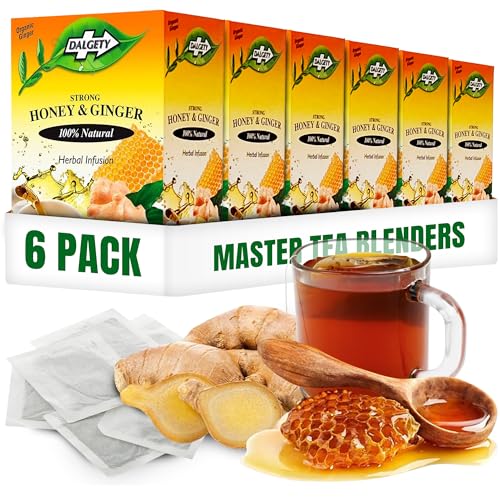 Dalgety Strong Honey and Ginger Herbal Infusion 72g Cartons 100% Natural, Caffeine Free Tea; Delicious and Packed with Unique Health Benefits (6 Pack - 108 Teabags)