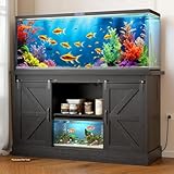 LotaTools 55-75 Gallon Fish Tank Stand with Sliding Barn Doors & Power Outlet, Heavy Duty Aquarium Stand with Cabinet Storage for Fish Tank, Turtle Tank, Reptile Terrarium, 1000LBS Capacity