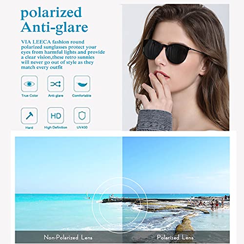 VIA LEECA Polarized Sunglasses for Women Men Classic Vintage Round Sunglasses UV400 Lens3