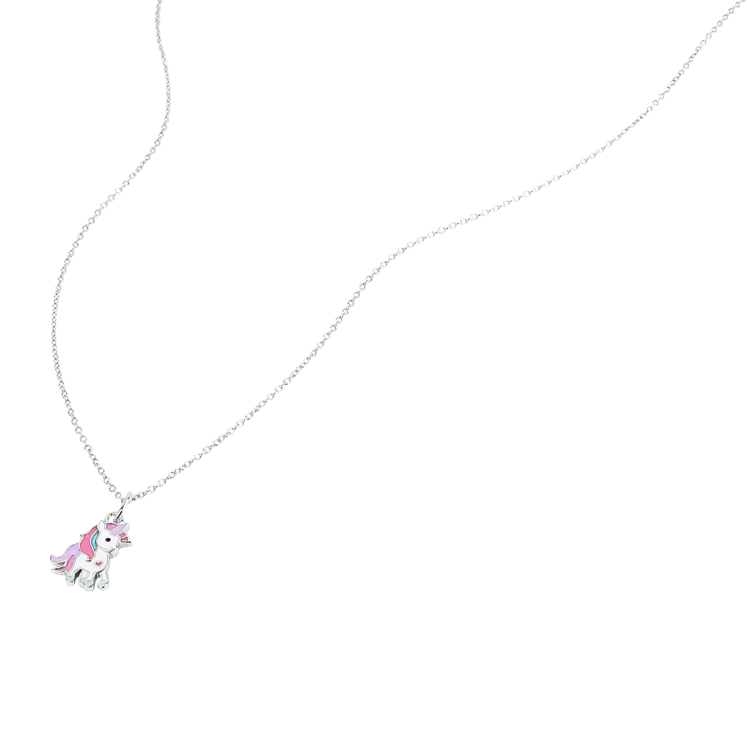 Prinzessin Lillifee Kette mit Anhänger für Mädchen, Sterling Silber 925, 35+3 cm, silber, Einhorn-Anhänger, Kinderschmuck, Geschenkidee, kommt in Schmuck Geschenk Box, 2101024