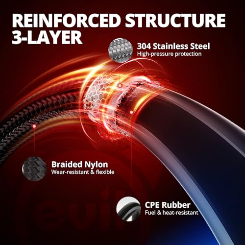 Image of EVIL ENERGY 8AN Fuel Line, AN8 Braided Fuel Hose Nylon CPE 25FT Black