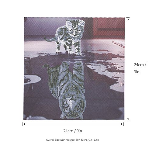 Kit de pintura de diamante 5D DIY Decdeal com estampa de gato, mosaico bordado de resina, strass, mo