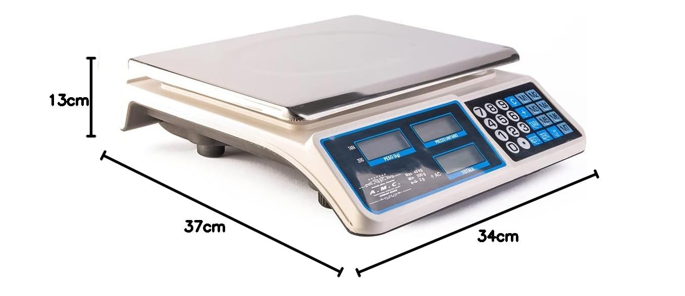 Bilancia da Banco Professionale 40kg Acciaio Inox Display LED Fronte Retro