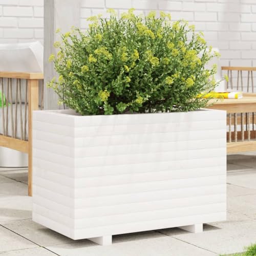 Gecheer Jardinera Madera Maciza de Pino Blanco 70x40x49,5 cm,Jardinera Exterior para Jardín Balcón o Patio,Jardinera Exterior para Jardín Balcón o Patio,TPY-2