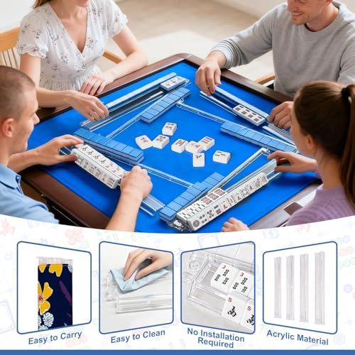 Set de 4 racks y empujadores para Mahjong con bolso miniatura 6