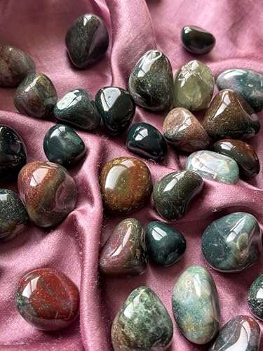 Image of Tumbled Stones, Natural Crystal Healing Stones, Home Office Decor, Aquarium Decorative Pebbles, Vase Fillers (Bloodstone, 200)
