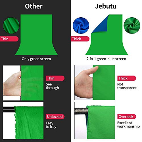 Jebutu Green Blue Backdrop With Stand Kit 5 X 6.5 Ft, Double-Sided Reversible Green Blue Screen With Portable T-Shaped Photograph Background Stand,5 Backdrop Clips For Video,Tiktok,Youtube,Zoom,Gaming #TOP3