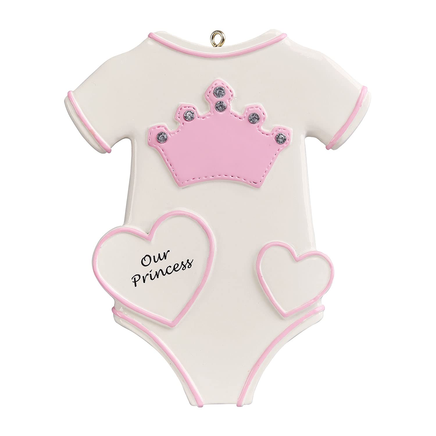 Ornamento per il primo Natale del bambino - My First Christmas Ornament - Principessa Corona Onesie Baby Girl Primo Natale Ornamento Rosa 1 ° Natale Baby Ornament - Personalizzazione gratuita