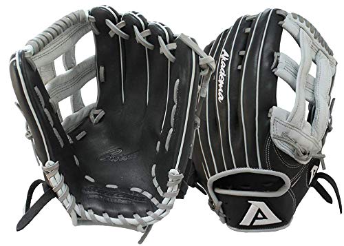 Akadema Prosoft Elite Series Baseball Outfielders Gloves, Black/Silver, Right Hand , 12.75 Inches