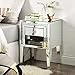 Mireo Furniture Table de chevet miroir avec incrustation de diamants en cristal, mini armoire argentée avec un tiroir, table d'appoint pour chambre à coucher ou salon