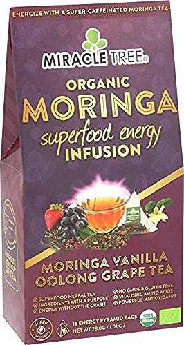 Miniatura 2 de Miracle Tree 's Moringa Energy Tea - Uva Oolong de vainilla  Mezcla súper cafeína  Alternativa de café saludable, perfecta para concentrarse
