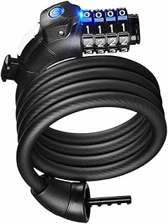 BCOATH Combination Lock 4 Combination Bike Lock Chain Lock Bike Cable Lock Password Bicycle Lock Frosted Black Mountain Bike Lock Bike Cable Lock Bike Combination Lock