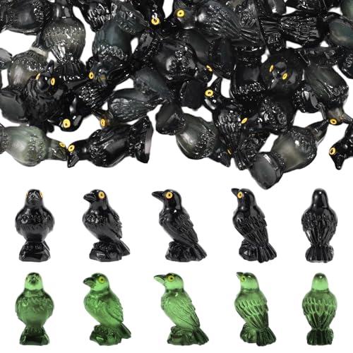 Figurines pour Halloween mini-corbeaux résine phosphorescents - 2