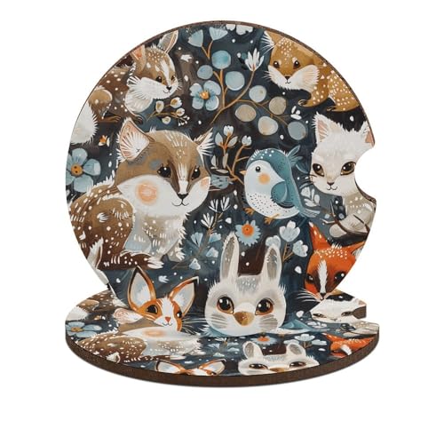 Portavasos para auto de madera estilo Animal Art, 2-pack universal miniatura 1