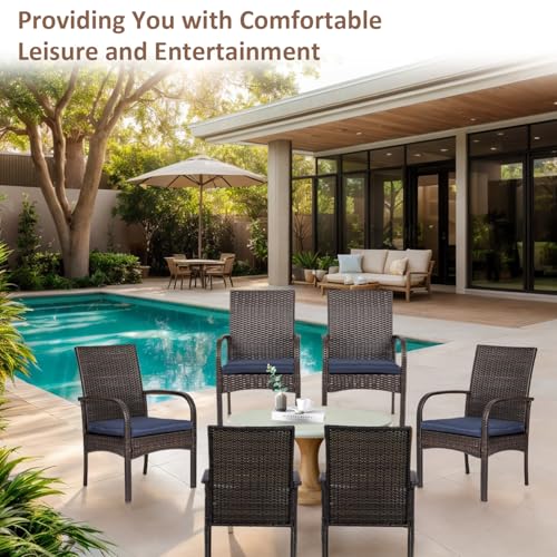 Image of Outdoor Wicker Rattan Chairs Patio Furniture Sets with Cushions, 350lbs Capacity, All-Weather Rattan Sofa Set for Garden, Porch, Backyard, 6PCS, Brown