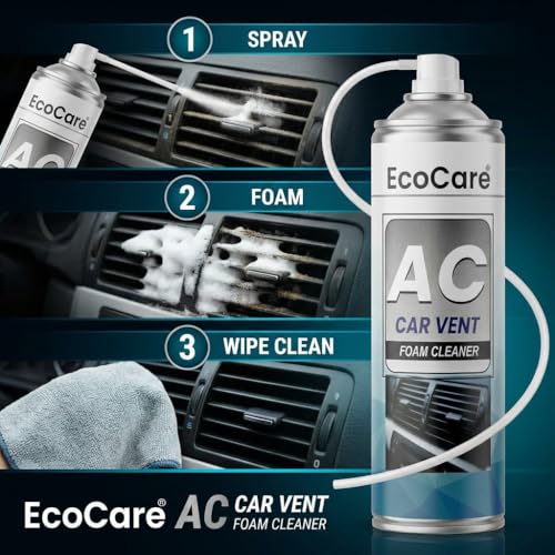 Image of EcoCare Car AC Vent & Duct Cleaner | 500ML Foam Cleaning Spray for Car Air Conditioner | Freshens & Cleans Dust Build-Up | Fast No-Rinse Formula | Automotive HVAC Refresher (500ML)