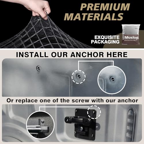 image for Muslogy Truck Bed Cargo Net Compatible with Ford F-150 & Lightning 201