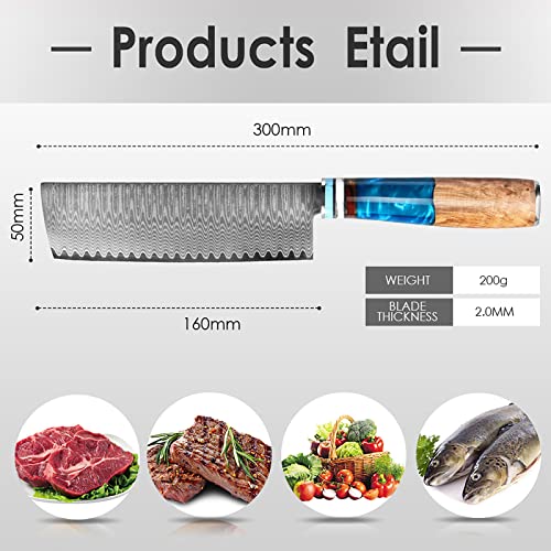 Kuwata Nakiri Chef Knife, Japanese Vg10 Damascus Steel Professional Kitchen Chefs Cooking Knife thumb #3