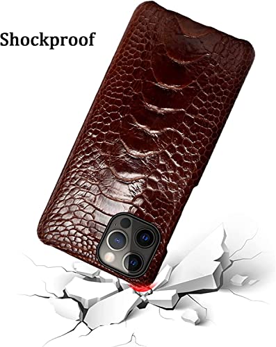 Étui arrière mince en cuir véritable marron pour iPhone 13 - 3