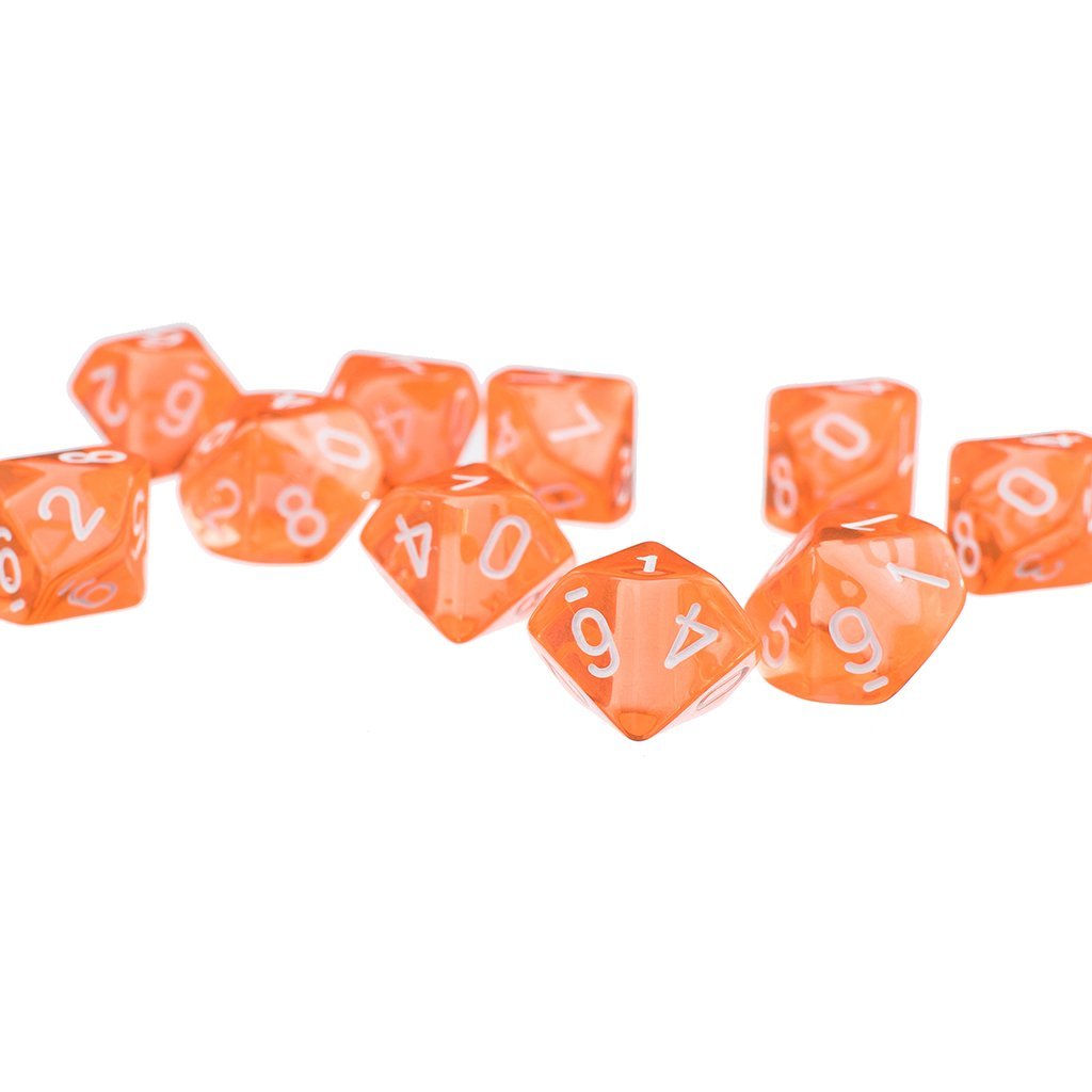 10, Dés à dix faces Oranje transparent Set de 10 pièces | Jeux 10, Dés à dix faces Oranje transparent Set de 10 pièces | Jeux