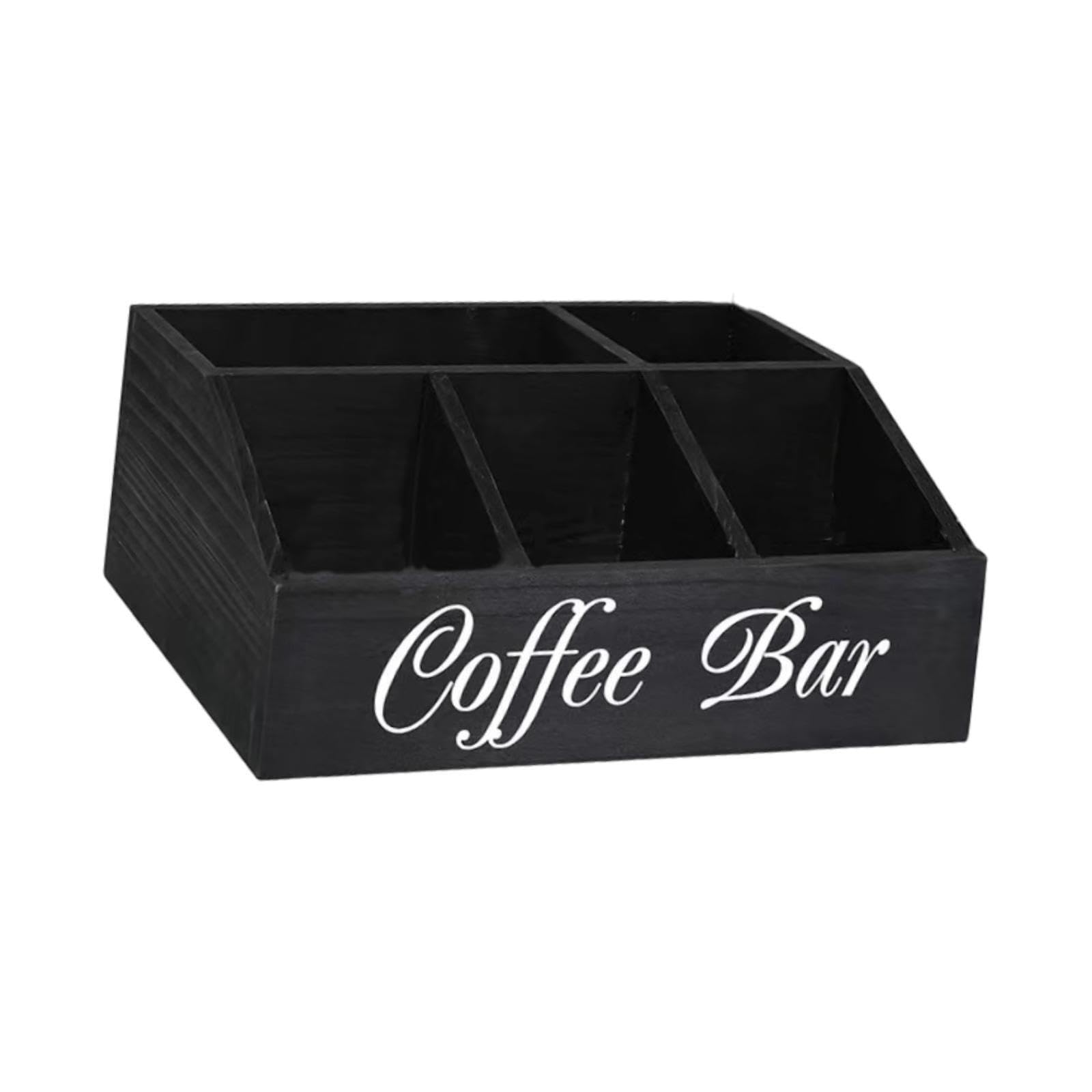 PIXZCSA Coffee Station Organizer For Counter Wooden With Five Spacious Compartments For Coffee Organizer Needs Bar Accessories Bar, Style B