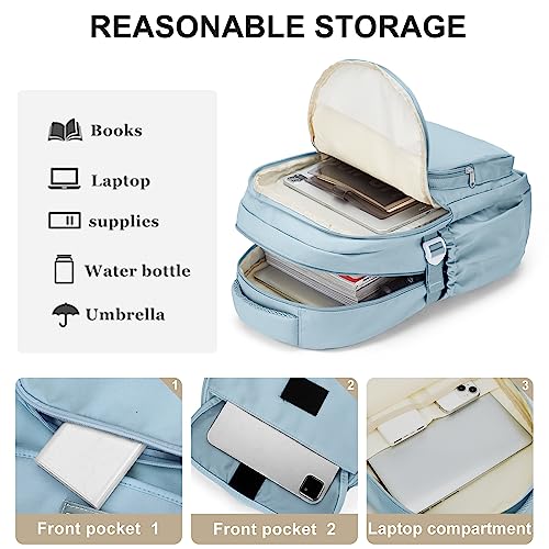 Backpack For College Students Women Men,Cute High School Bag,Lightweight Bookbag Casual Daypack Travel Backpack,Aesthetic School Backpack For Teens Boys Girls(Blue)3