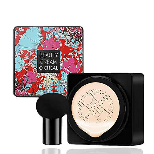 MTUVKGT Mushroom Head Air Cushion CC Cream Foundation, Moisturising BB Creme, Wasserdichte Makellose Foundation Full Coverage, Natürlicher Concealer, Gleichmäßiger Hautton, Gesichts Make-up (01)