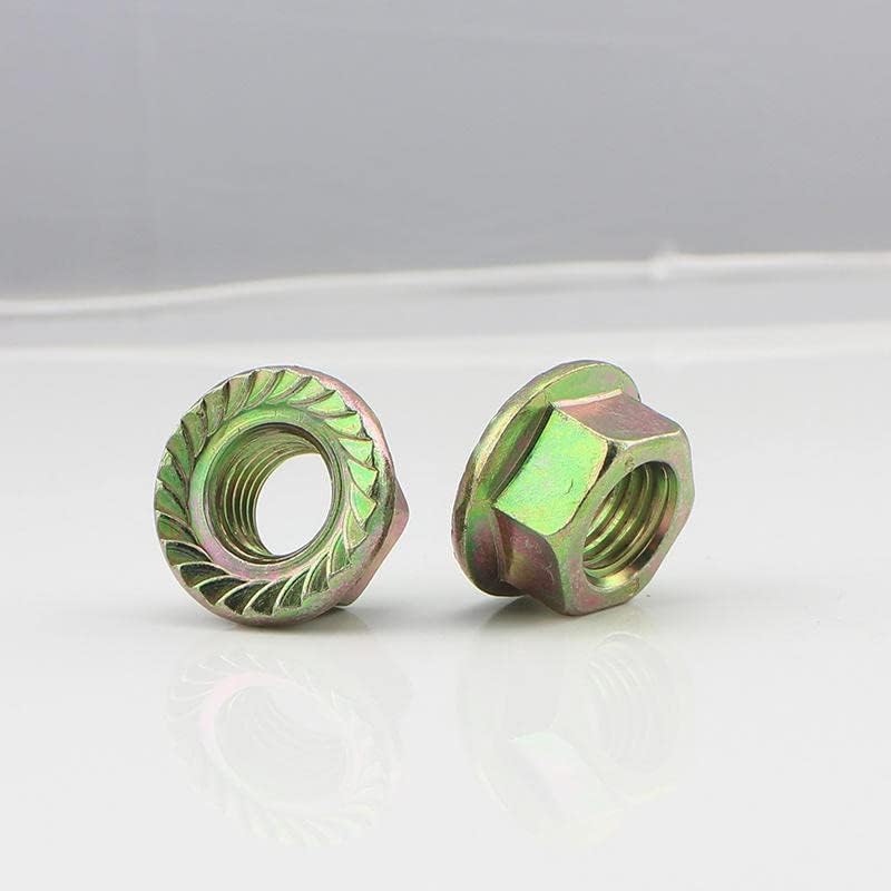 Flange nut (M6) Serrated Hexagon Head Hex Flange Nut Non-Slip Lock Nut (100 pcs) golden-image-12