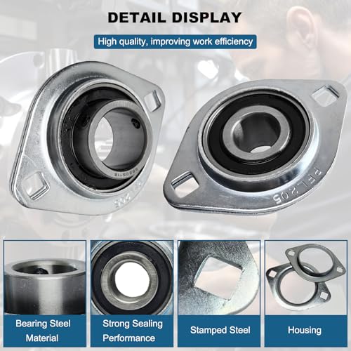 Image of 2 Pack SBPFL205-16 Pillow Block Bearings 1 inch Bore Bearing Units Steel Flange Mounted Bearing Housing Pressed Steel Flange Bearing (SBPFL205)