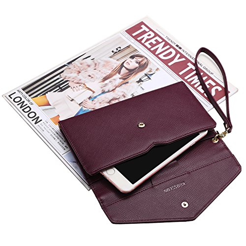 Krosslon Rfid Passport Holder Wristlet Travel Wallet Trifold Documents Organizer Slim Purse, Fit Us Uk Ca Passport Cover Best Traveling Accessories For Women, Burgundy(218#) #TOP1