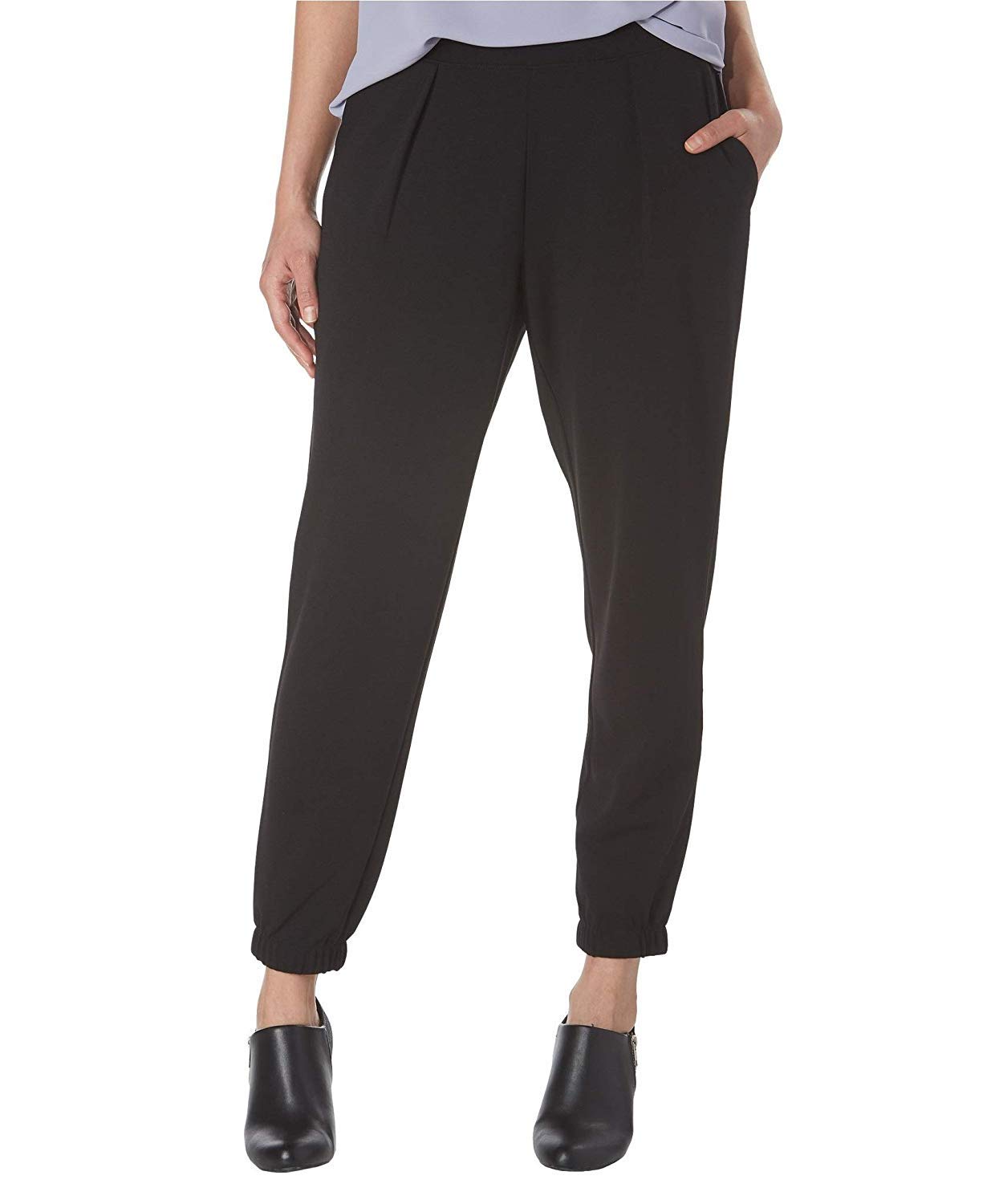 Jones New York Womens Stretch Crepe Casual Jogger Pants XL Black