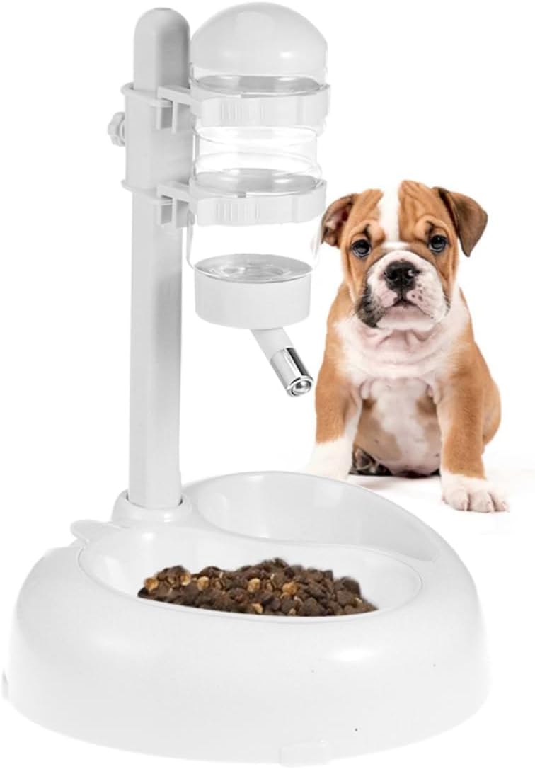 NOLITOY Pet Automatic Feeder White Wall-Mounted Drinking Fountain for Dogs and Cats Non- Design Easy to Height Automatic Water Dispenser for Pets